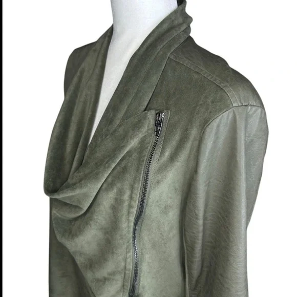 NEW Anthropologie Blank NYC Medium Draped Moto Jacket Vegan Suede Asymmetrical - Picture 8 of 16